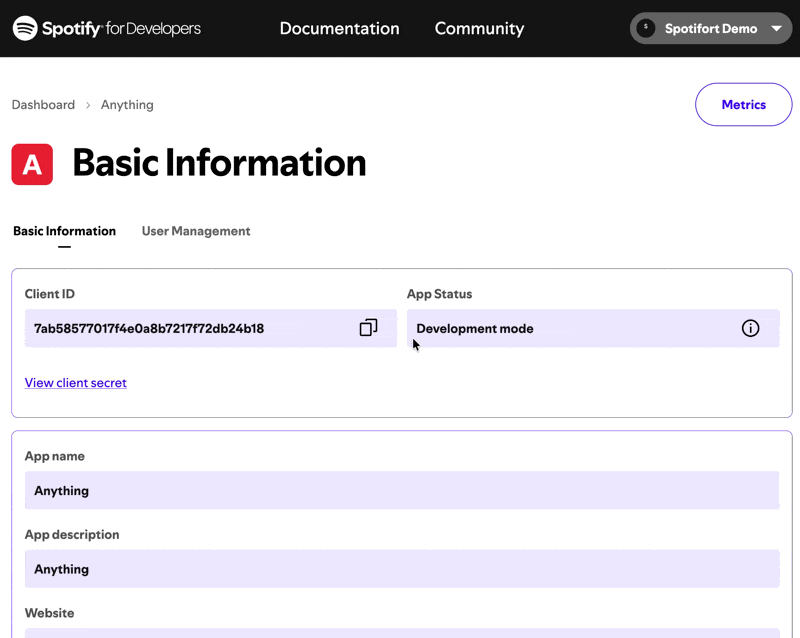 Copying Client ID and pasting into Spotifort